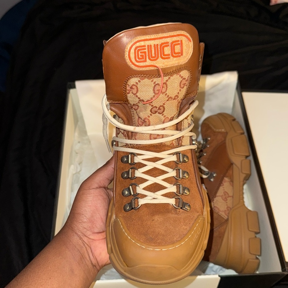 Gucci canvas logo suede Trek/Hiking Boots